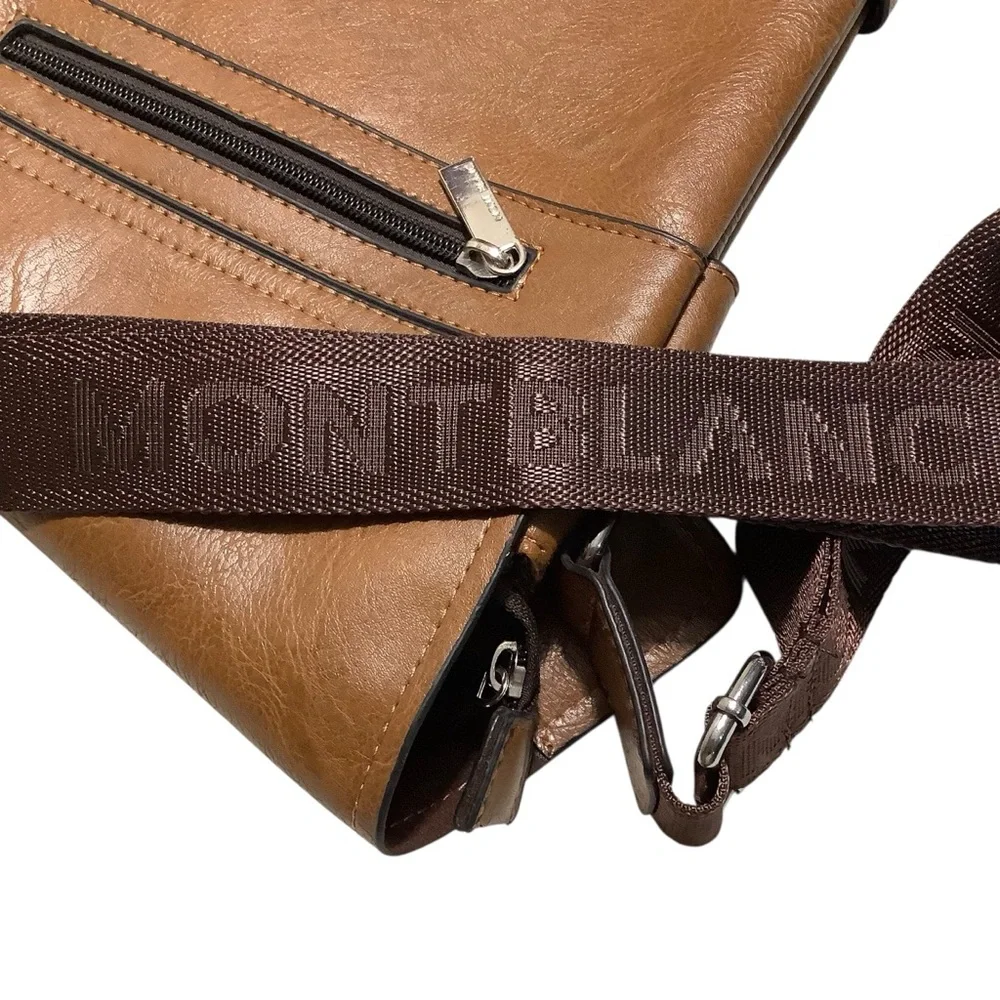Mont Blanc Brown Leather Men's Messenger Bag